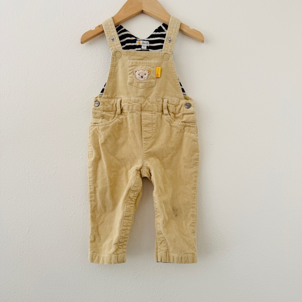 Steiff Corduroy Tan Overalls Teddy Patch